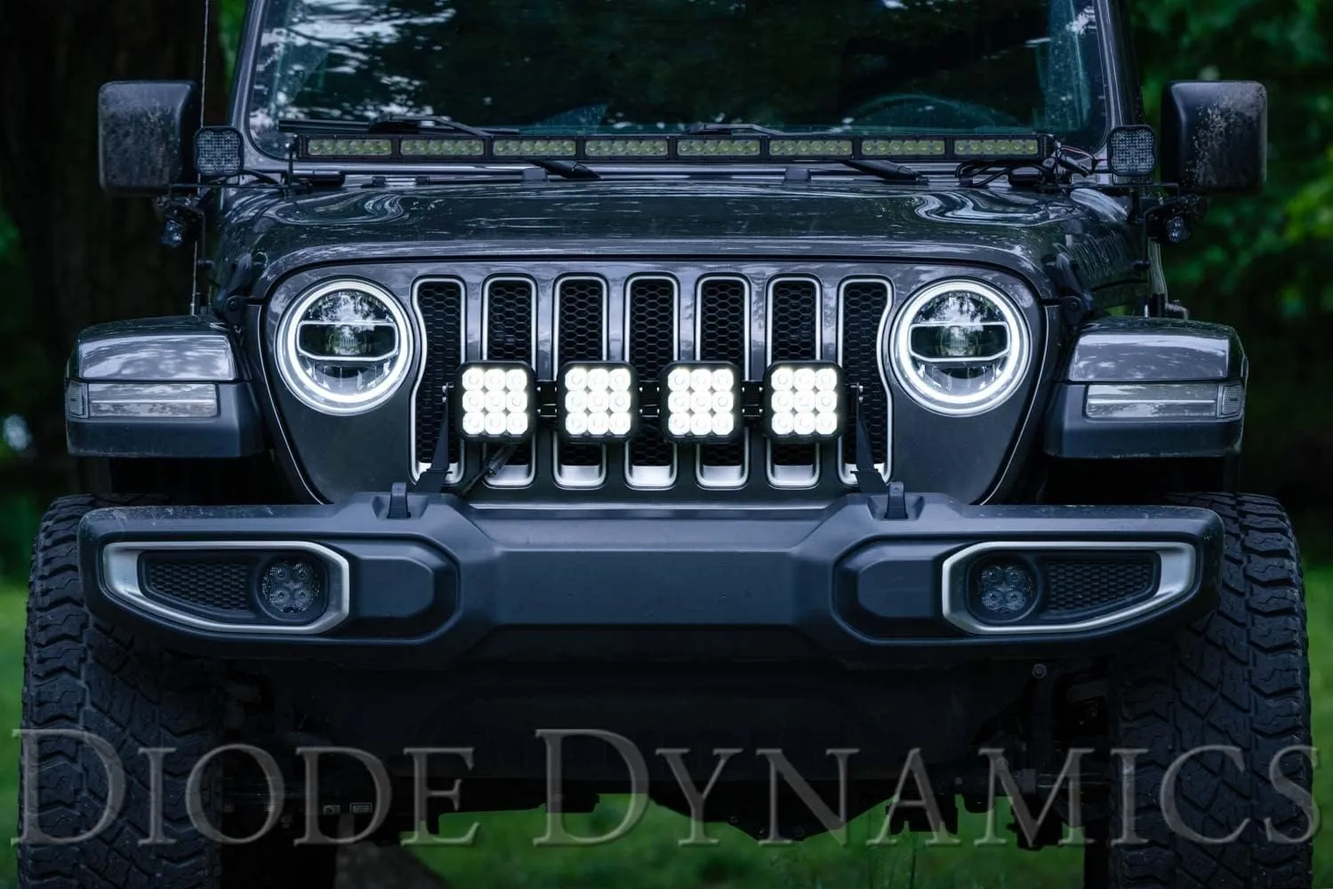 Diode Dynamics SS5 Grille CrossLink Lightbar Kit compatible Jeep Gladiator 2020-2024, White Combo Sport