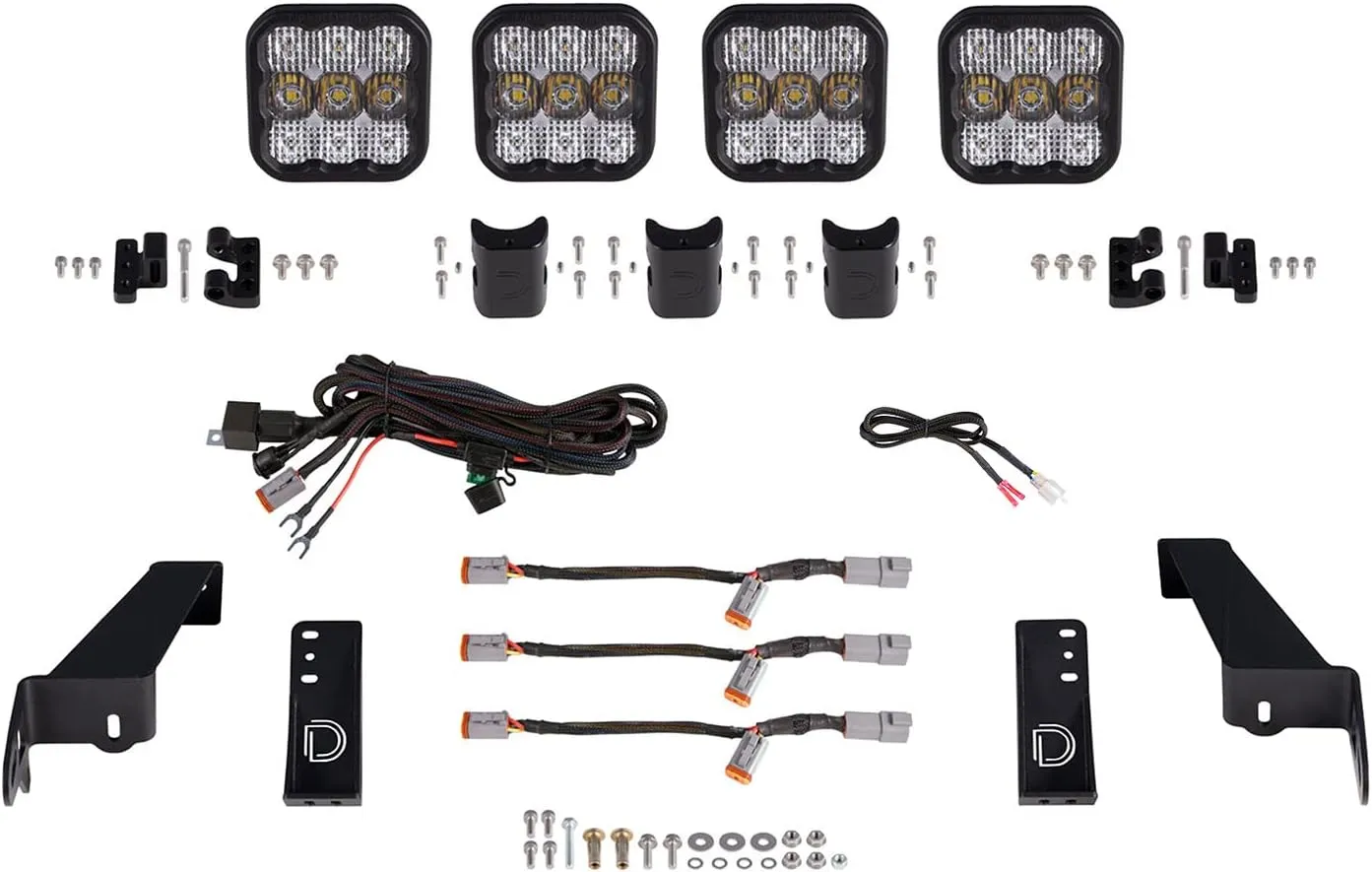 Diode Dynamics SS5 Grille CrossLink Lightbar Kit compatible Jeep Gladiator 2020-2024, White Combo Sport