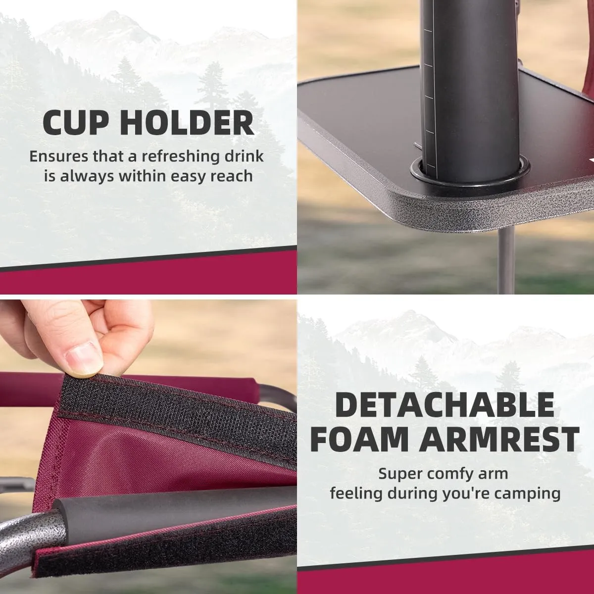 Director Camping Chair with Cooler Bag Camping Directors Chair with Foldable Side Tray Outdoor Folding Lawn Chair, Supports 400lbs, Wine Red