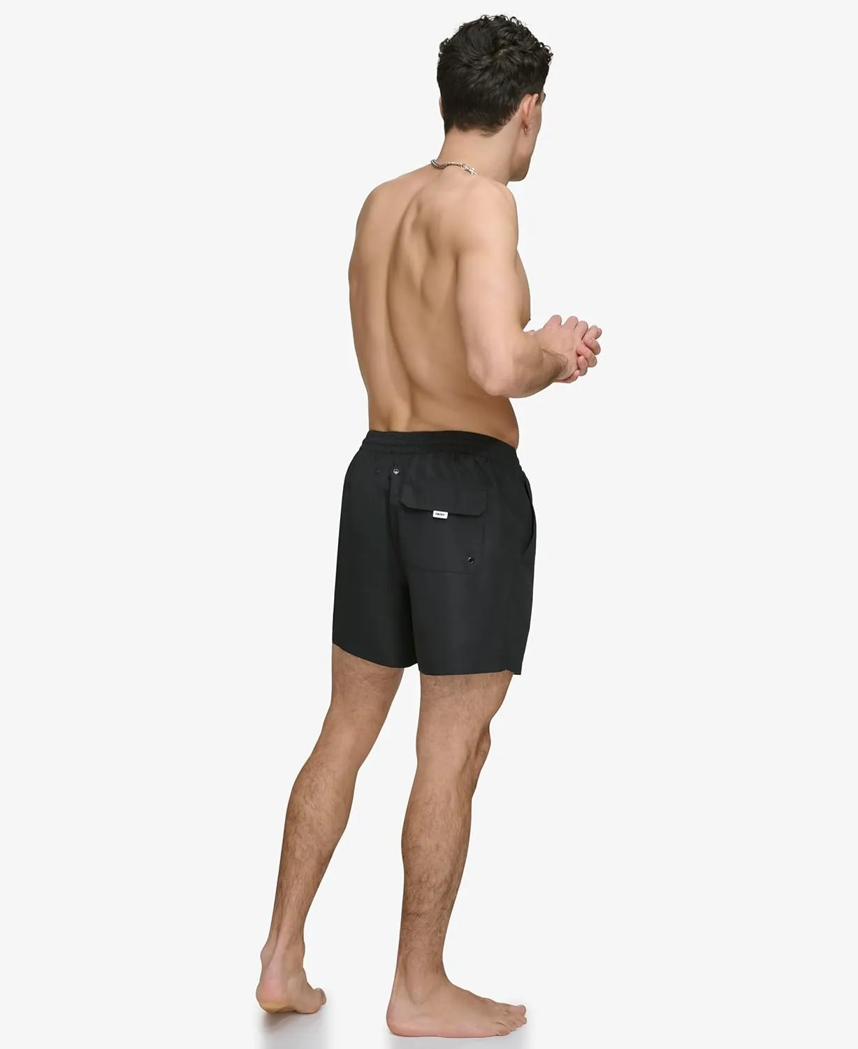 DKNY Men's Lightweight Quick Dry Volley UPF 40  Protection Swim Trunk
