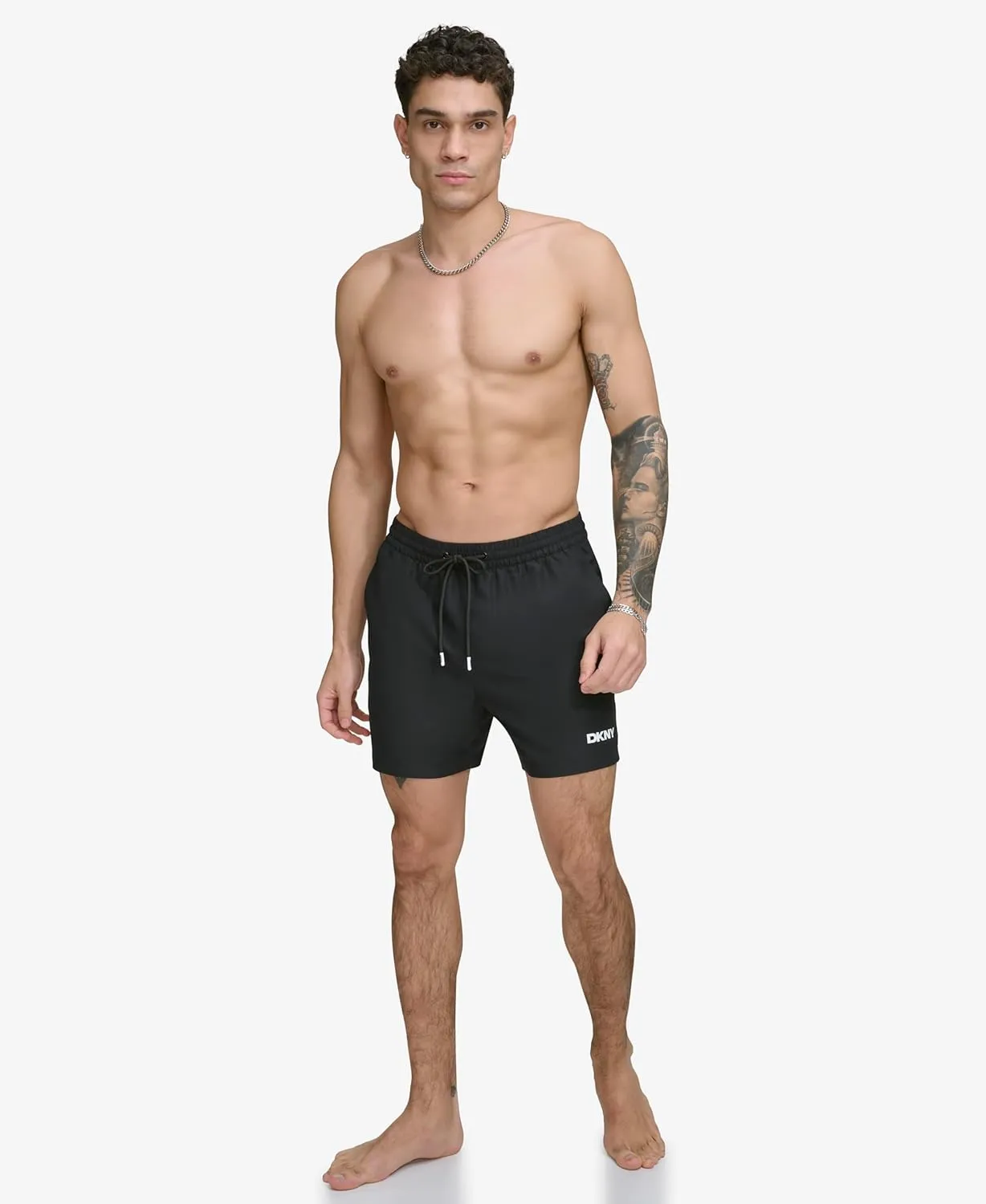DKNY Men's Lightweight Quick Dry Volley UPF 40  Protection Swim Trunk