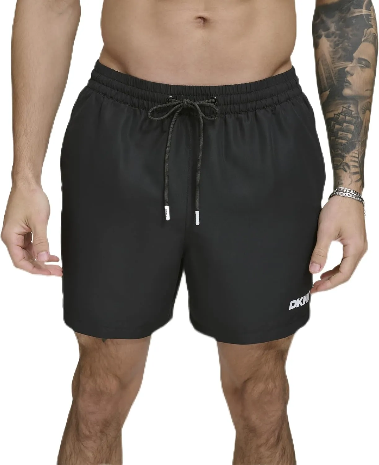 DKNY Men's Lightweight Quick Dry Volley UPF 40  Protection Swim Trunk