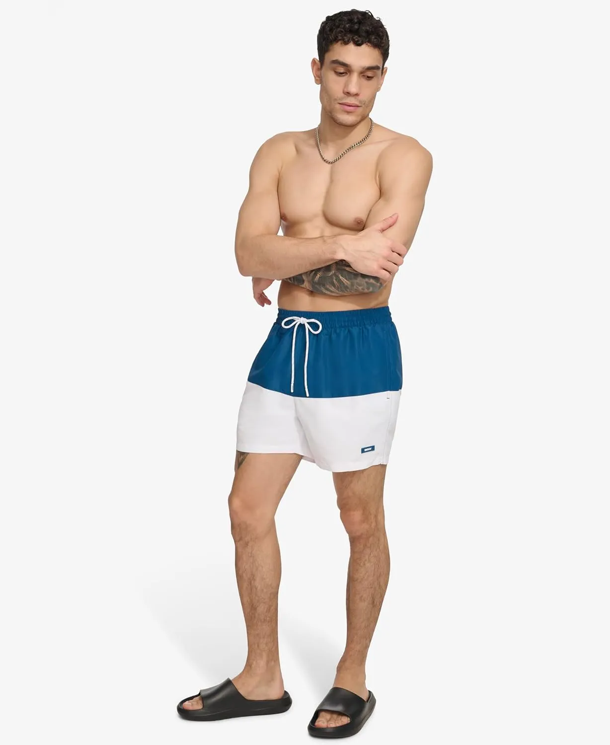 DKNY Men's Lightweight Quick Dry Volley UPF 40  Protection Swim Trunk