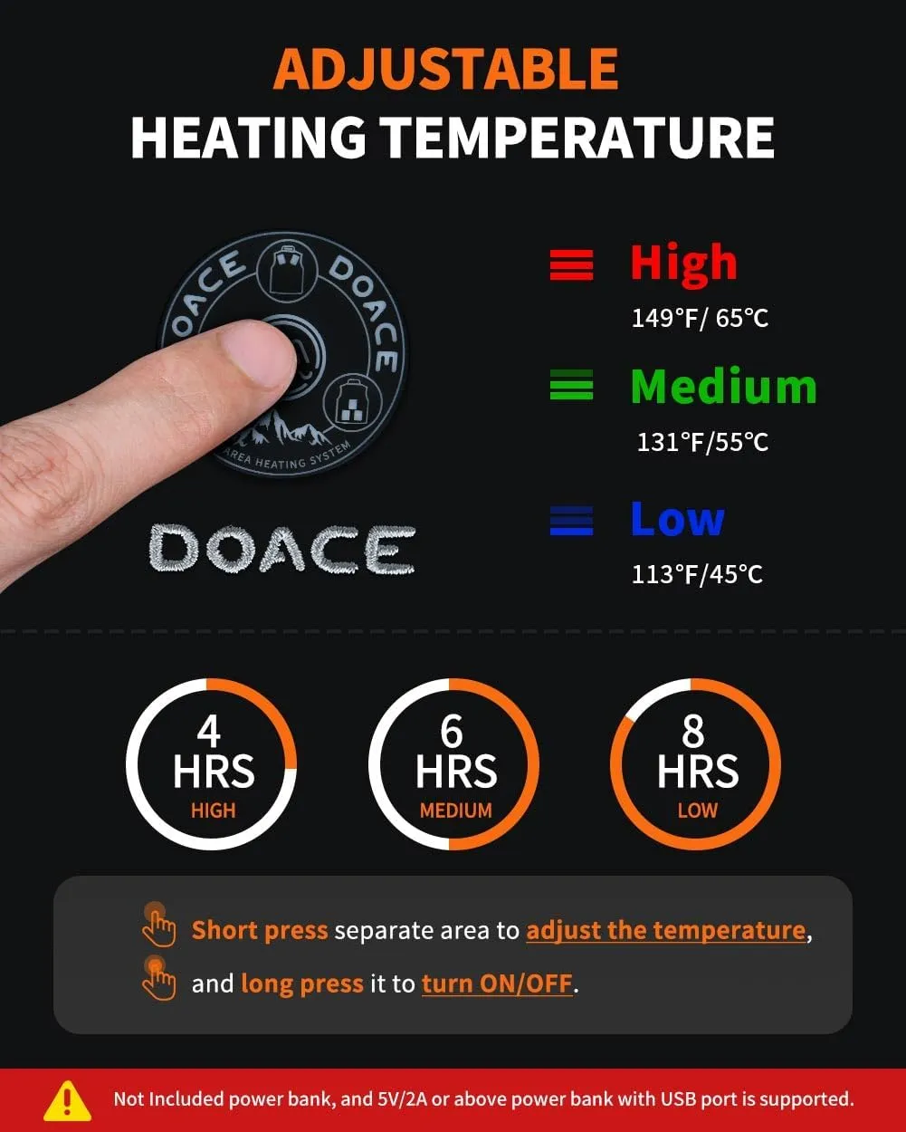 DOACE Heated Vest for Men and Women, Smart Heating Vest Rechargeable, Battery Not Included
