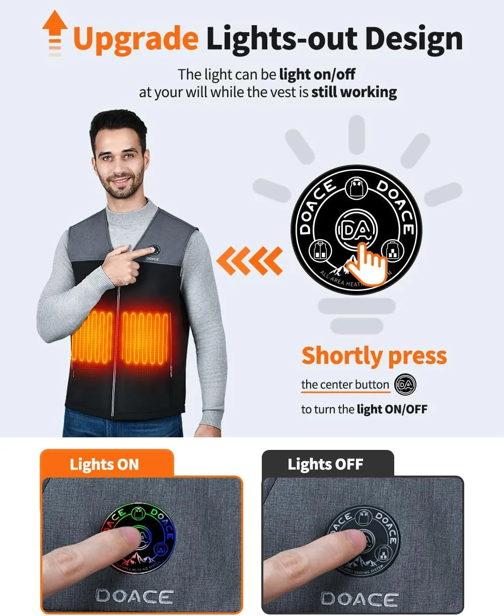 DOACE Heated Vest for Men and Women, Smart Heating Vest Rechargeable, Battery Not Included