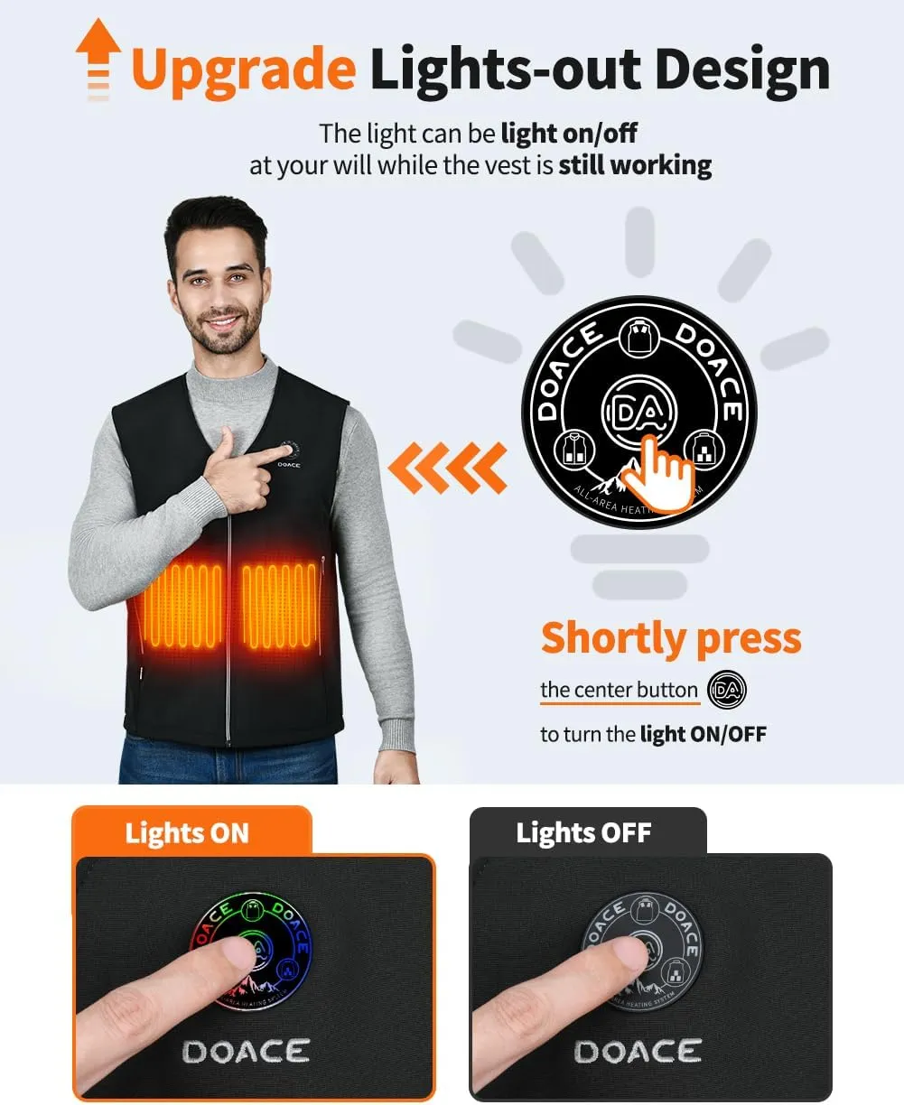 DOACE Heated Vest for Men and Women, Smart Heating Vest Rechargeable, Battery Not Included