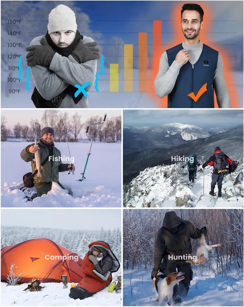 DOACE Heated Vest for Men and Women, Smart Heating Vest Rechargeable, Battery Not Included