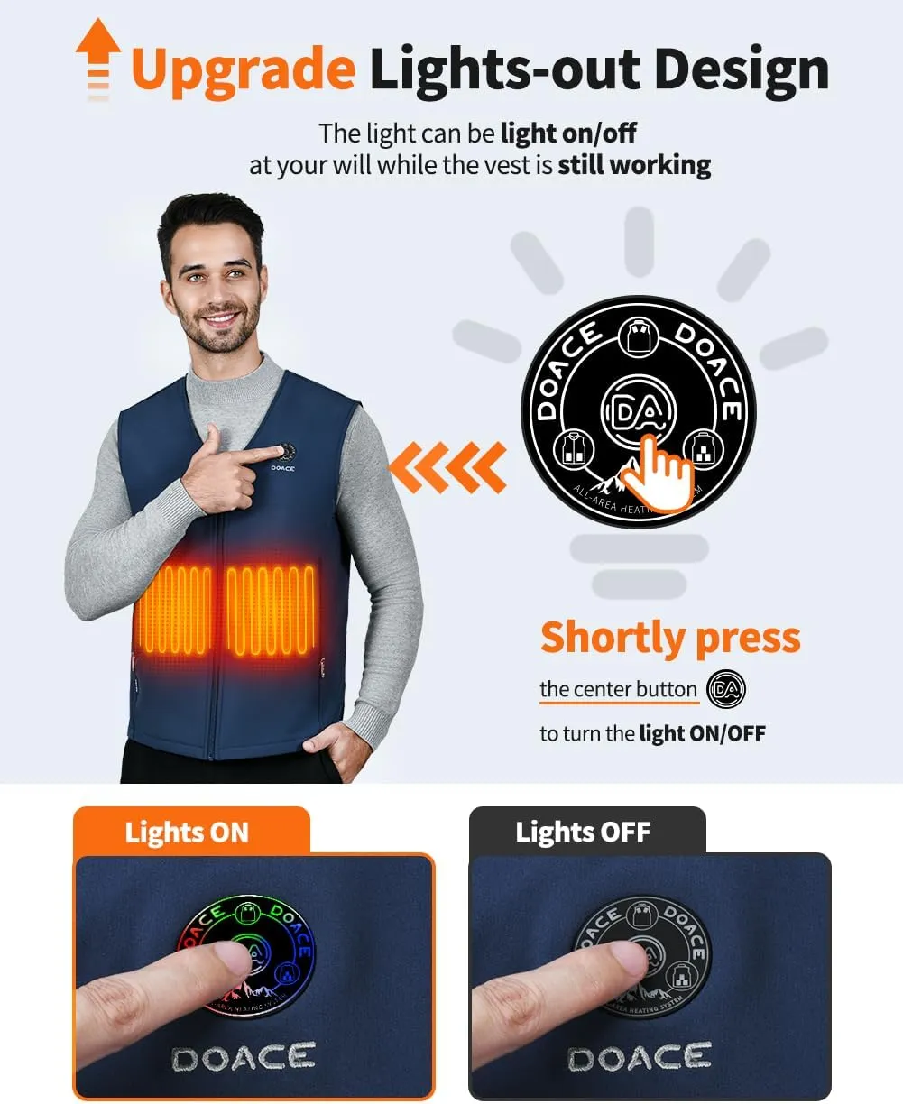 DOACE Heated Vest for Men and Women, Smart Heating Vest Rechargeable, Battery Not Included