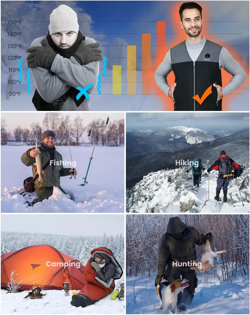 DOACE Heated Vest for Men and Women, Smart Heating Vest Rechargeable, Battery Not Included