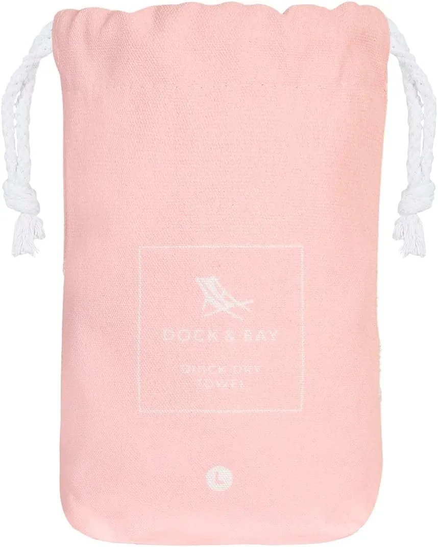 Dock & Bay Beach Towel - Quick Dry, Sand Free - Compact, Lightweight - 100% Recycled - Includes Bag - Essential - Pink, Large (160x90cm, 63x35)