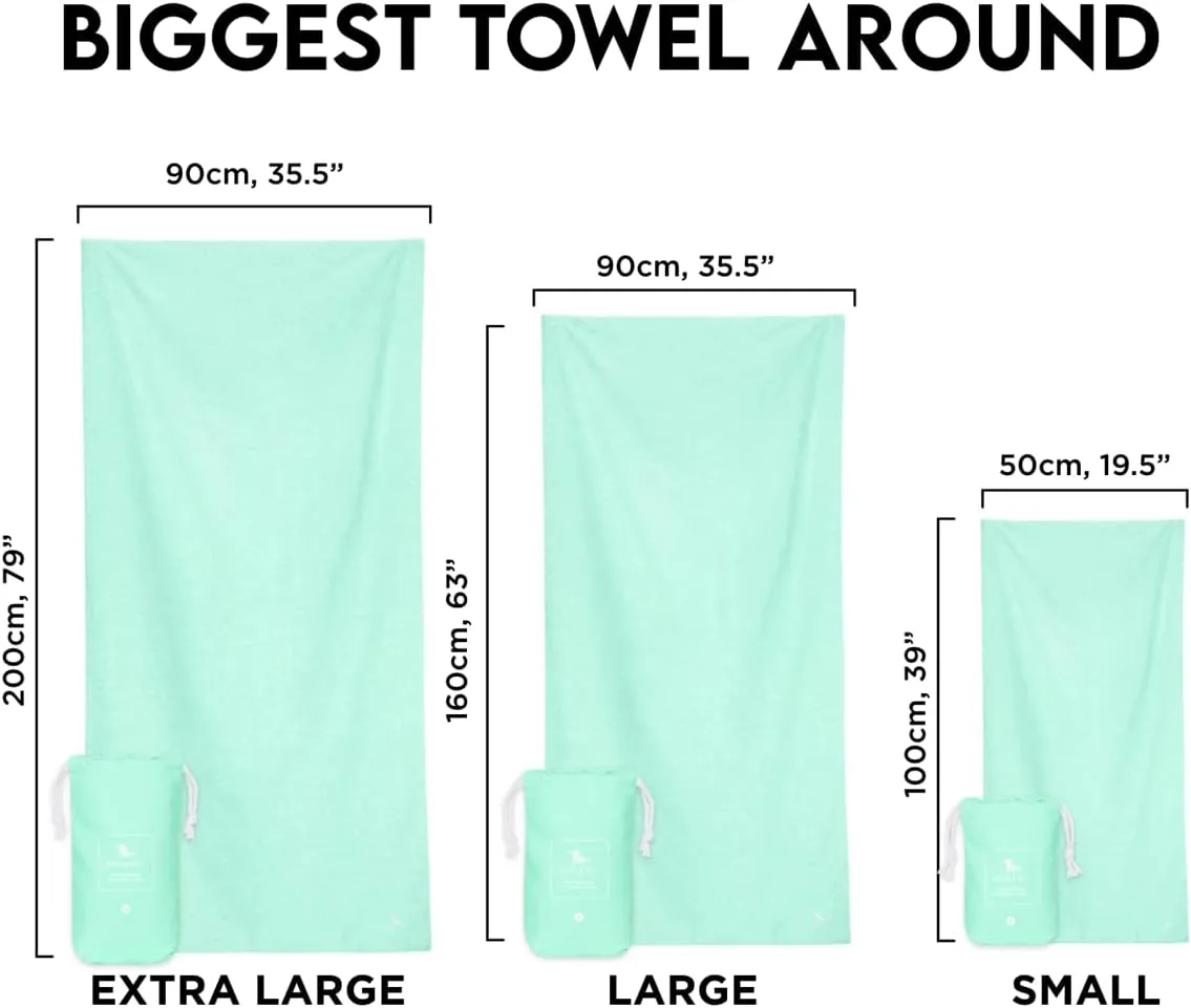 Dock & Bay Beach Towel - Quick Dry, Sand Free - Compact, Lightweight - 100% Recycled - Includes Bag - Essential - Rainforest Green, Large (160x90cm, 63x35)