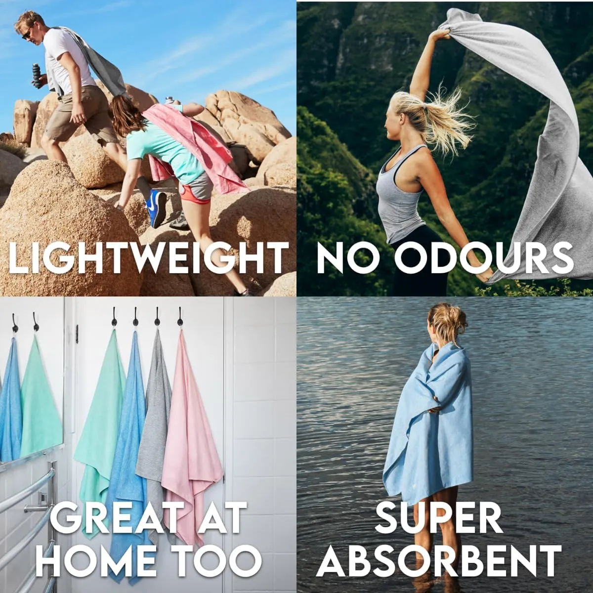 Dock & Bay Beach Towel - Quick Dry, Sand Free - Compact, Lightweight - 100% Recycled - Includes Bag - Essential - Rainforest Green, Large (160x90cm, 63x35)
