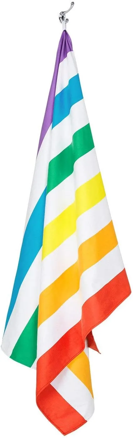 Dock & Bay Beach Towel - Quick Dry, Sand Free - Compact, Lightweight - 100% Recycled - Includes Bag - Summer - Rainbow Skies - Large (160x90cm, 63x35)