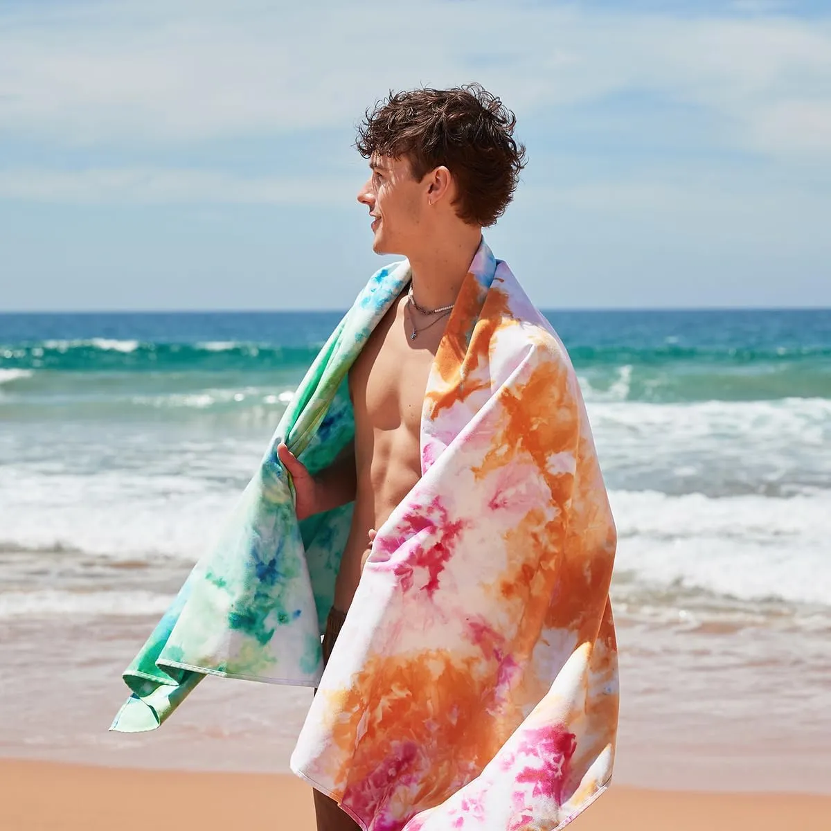 Dock & Bay Beach Towel - Quick Dry, Sand Free - Compact, Lightweight - 100% Recycled - Includes Bag - Sunset Splash - Large (160x90cm, 63x35)