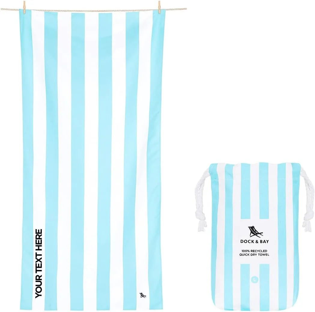 Dock & Bay Customized Beach Towel - Quick Dry, Sand Free - Compact, Lightweight - 100% Recycled - Includes Bag - Cabana Light - Tulum Blue - Extra Large