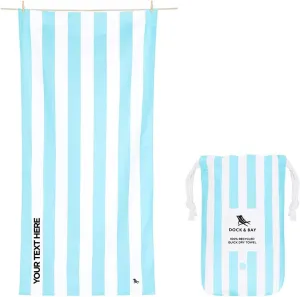 Dock & Bay Customized Beach Towel - Quick Dry, Sand Free - Compact, Lightweight - 100% Recycled - Includes Bag - Cabana Light - Tulum Blue - Extra Large