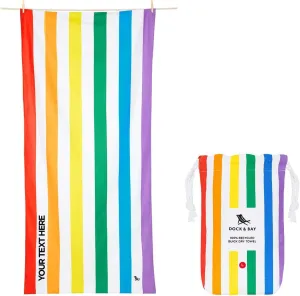 Dock & Bay Customized Beach Towel - Quick Dry, Sand Free - Compact, Lightweight - 100% Recycled - Includes Bag - Summer - Rainbow Skies - Large