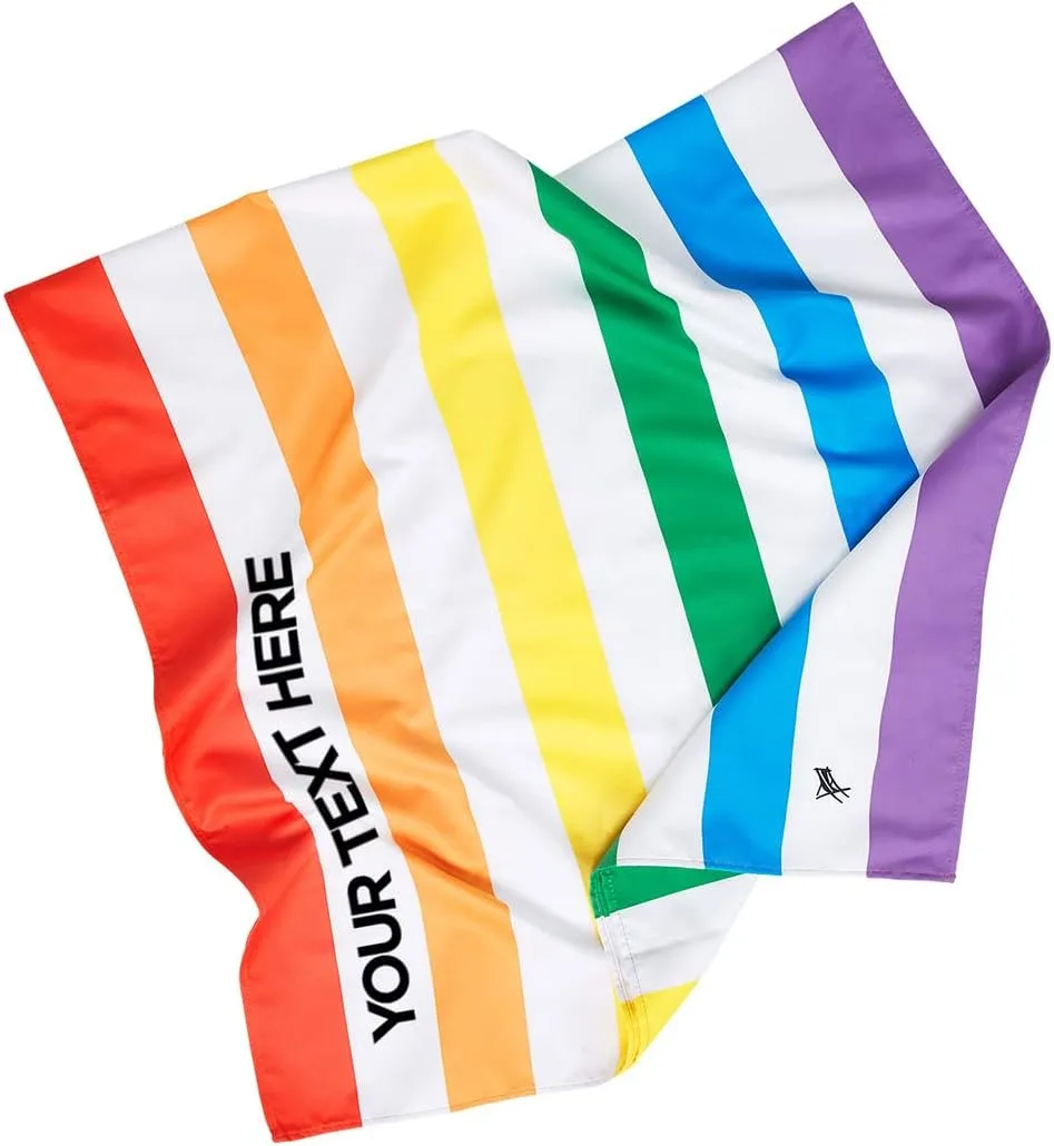 Dock & Bay Customized Beach Towel - Quick Dry, Sand Free - Compact, Lightweight - 100% Recycled - Includes Bag - Summer - Rainbow Skies - Large