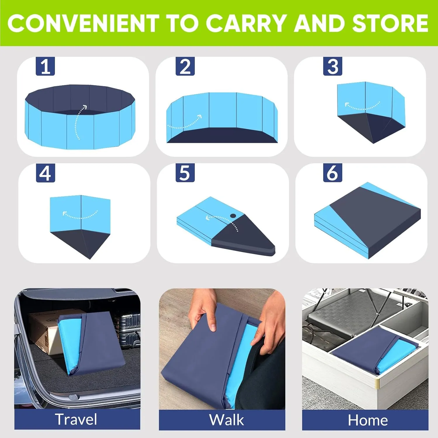 Dog Pool, Foldable Pet Swimming Pool with 6mm High-Strength PP Board, Hard Plastic Collapsible Doggy Pools for Small Dogs Kitty Duck, Non-Slip Doggie Bathtub Quick to Set Up and Drainage Hole, 40"