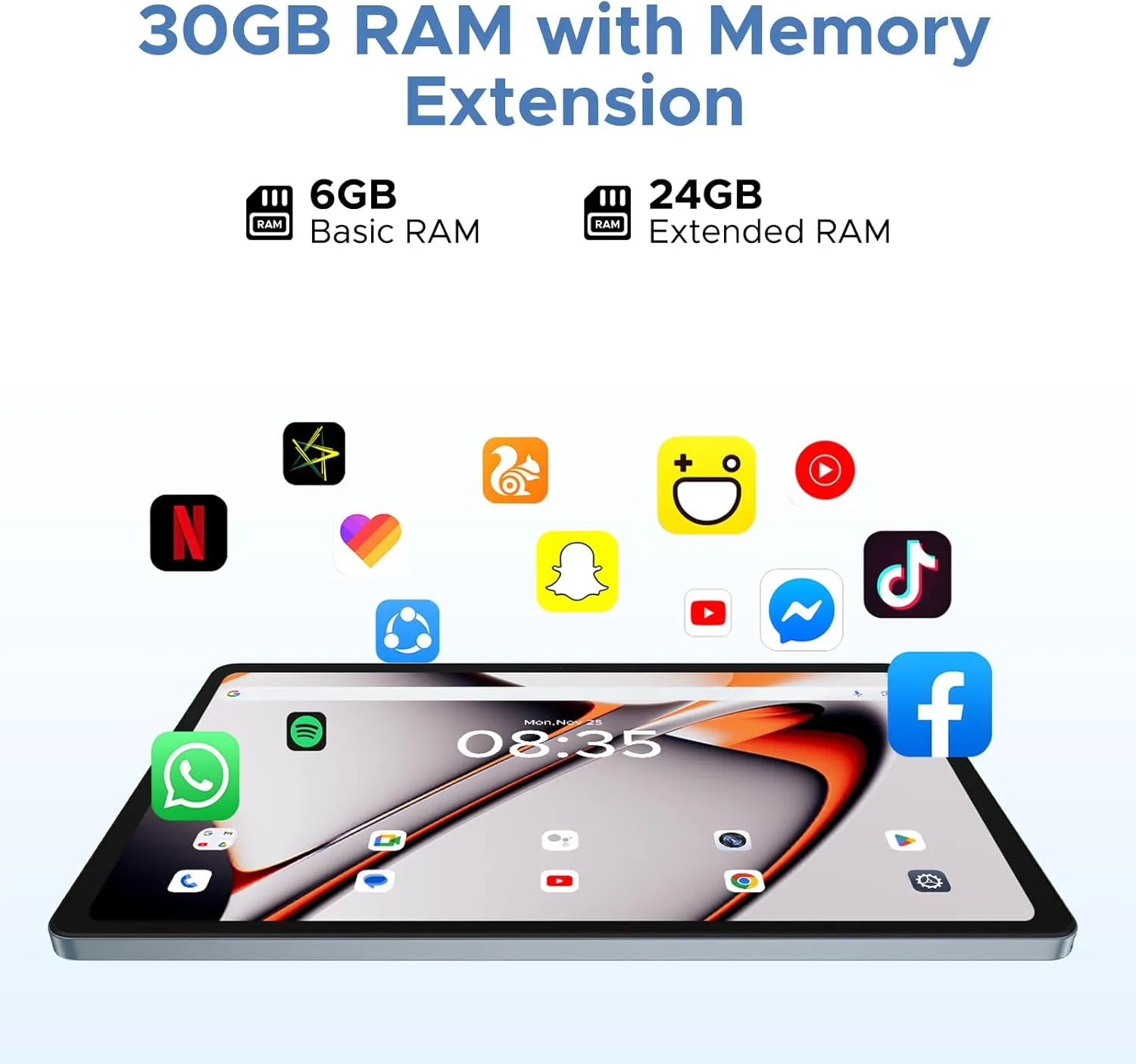 DOOGEE U11 Pro Android 15 Tablet, 11 inch Tablet,30GB 256GB/2TB TF Octa-Core,90Hz Display, 8580mAh, Netflix 1080P, Bluetooth 5.0 5G WiFi,Widevine L1,13MP 5MP, Face ID/OTG