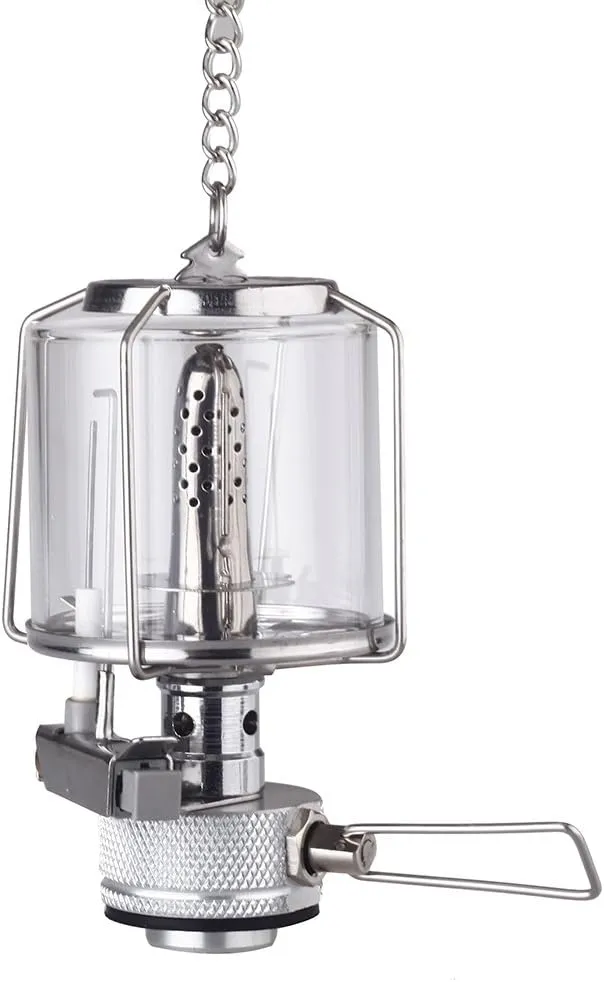 doorslay Mini Portable Camping Lantern Gas Light Tent Lamp Torch Hanging Glass Lamp Chimney Butane 80LUX