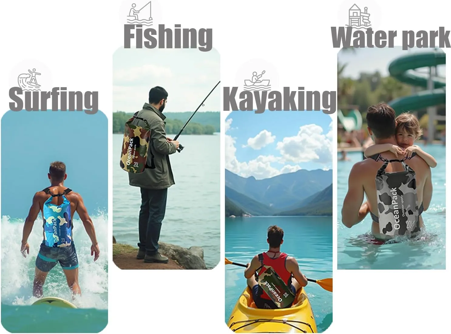 Dry Bag Waterproof for Women, 5L/10L/20L Roll Top Lightweight Dry Storage Bag Backpack for Travel, Swimming, Boating, Kayaking, Camping & Beach (BLUE CAMO, 20L)