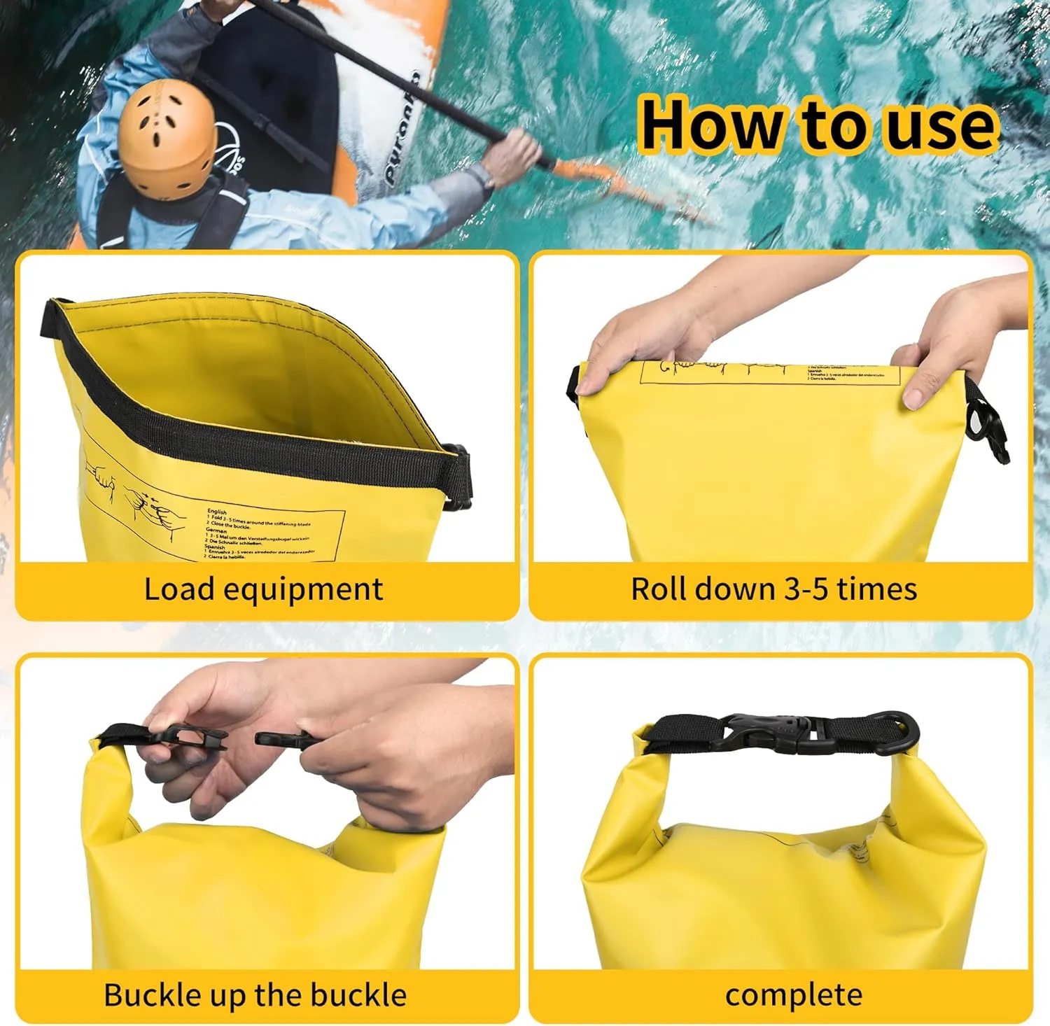 Dry Bag Waterproof for Women Men,20L Rolled Lightweight Dry Storage Bag Backpack with Phone Case for Travel,Swimming,Boating, Kayaking,Camping & Beach,Yellow