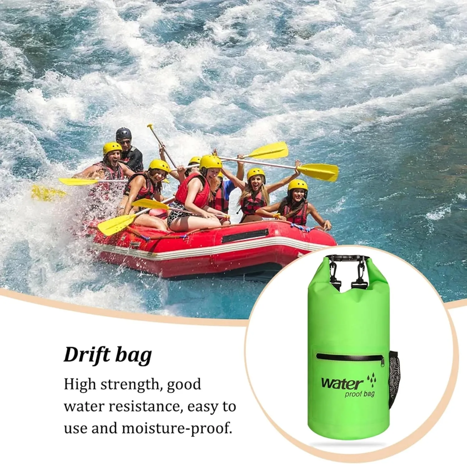 Dry Bags, 10L Adjustable Floating & Lightweight Drying Backpack for Kayaking, Boating and Camping/Green