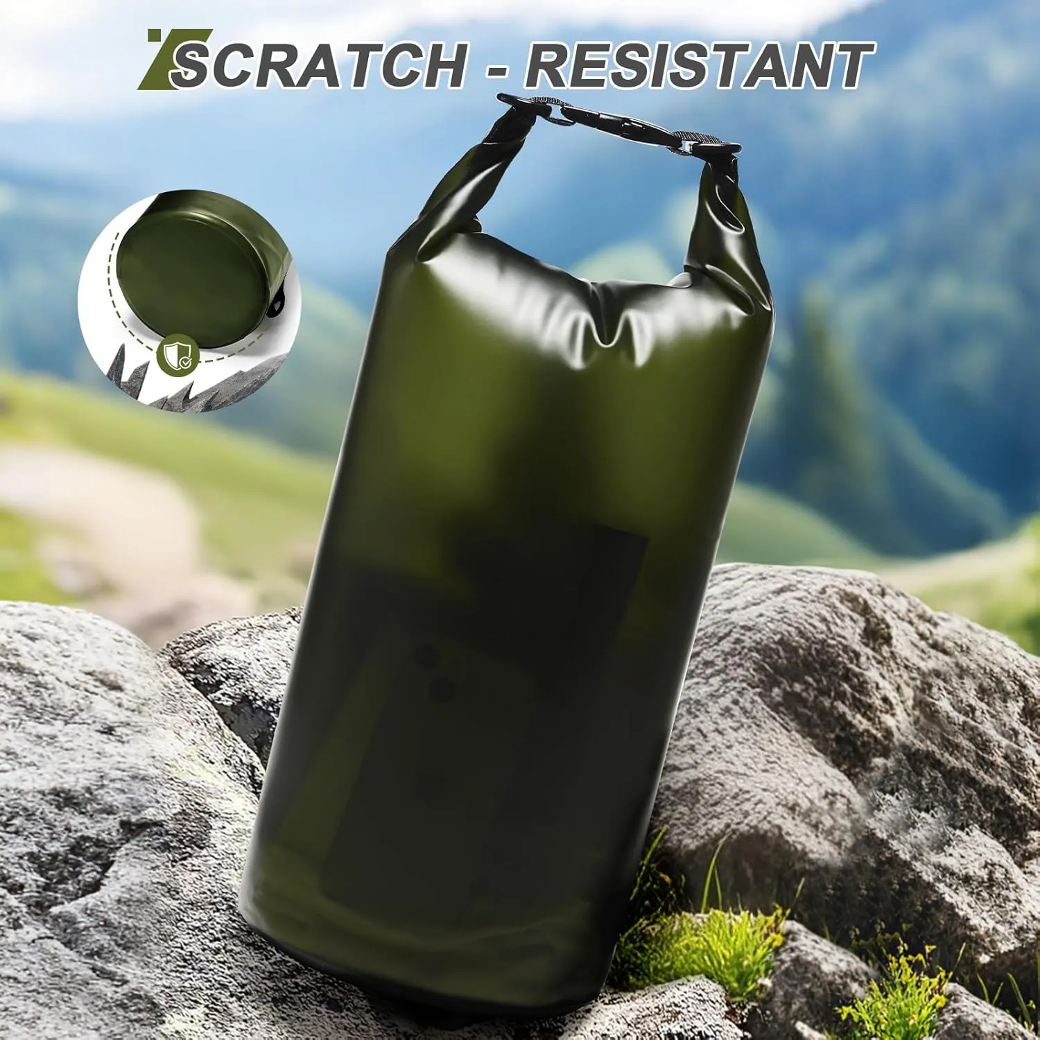 Dry Bags for Kayaking Waterproof, 5L/10L Dry Storage Bag, Lightweight Roll Top Wet Bag for Swimming, Boating, Fishing, Travel, Camping & Beach (Green)
