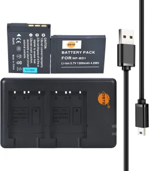 DSTE 2pcs NP-BD1 NP-FD1 Battery   Dual Battery Charger Compatible with Sony Cyber-Shot DSC-G3, DSC-T2, DSC-T70, DSC-T75, DSC-T77, DSC-T90, DSC-T200, DSC-T300, DSC-T500, DSC-T700, DSC-T900, DSC-TX1