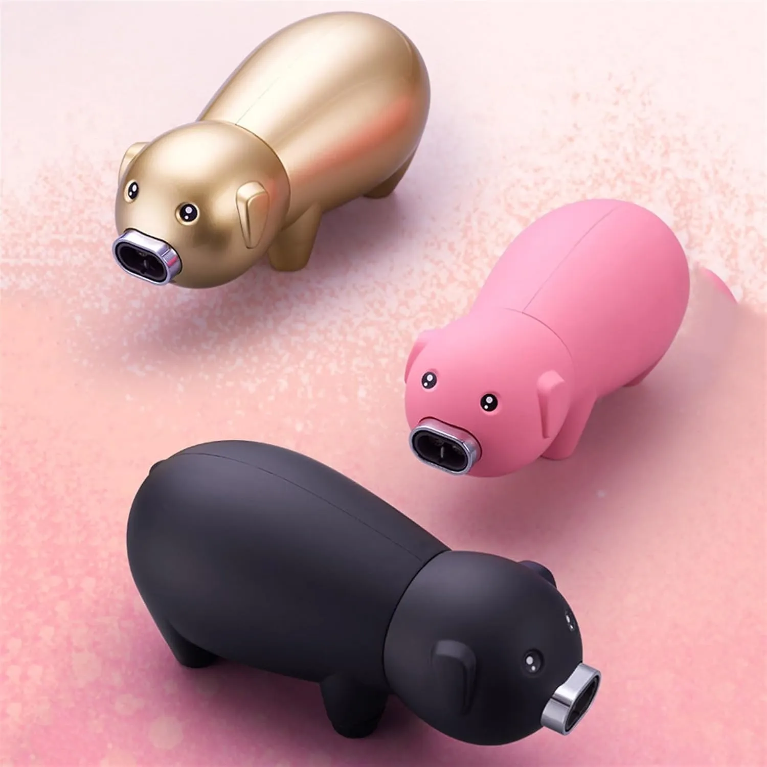 Dual Flame Torch Lighter, Jet Flame Lighter, Pig Shape Design, Windproof, Refillable, Gold