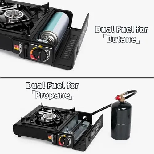 Dual Fuel Stove w/ Butane & Propane Compatibility,Portable Camping Stove