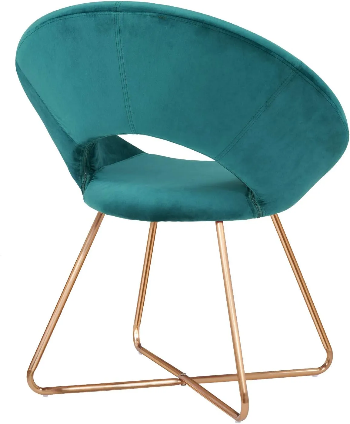 DUHOME Modern Accent Velvet Chairs Dining Chairs Single Sofa Comfy Upholstered Arm Chair Living Room Furniture Mid-Century Leisure Lounge Chairs with Golden Metal Frame Legs 1 PCS Atrovirens