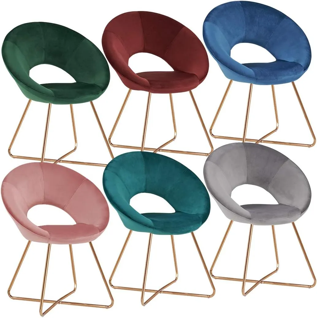 DUHOME Modern Accent Velvet Chairs Dining Chairs Single Sofa Comfy Upholstered Arm Chair Living Room Furniture Mid-Century Leisure Lounge Chairs with Golden Metal Frame Legs 1 PCS Atrovirens