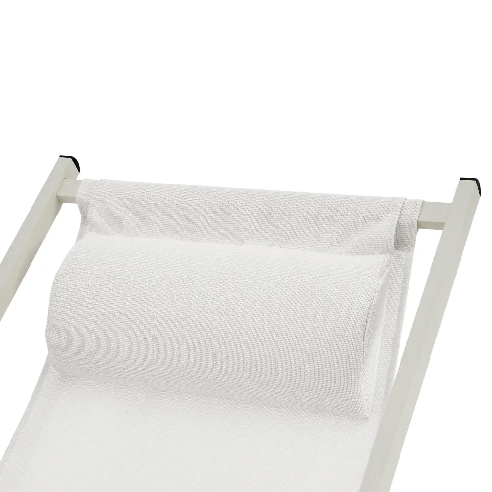 Duka Outdoor Relaxing Lounge Accent Folding Steel Patio Beach Chair White