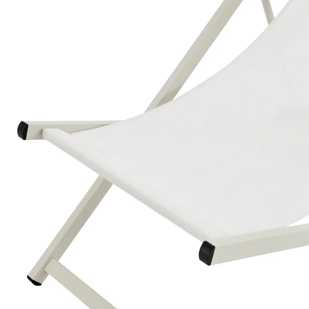Duka Outdoor Relaxing Lounge Accent Folding Steel Patio Beach Chair White