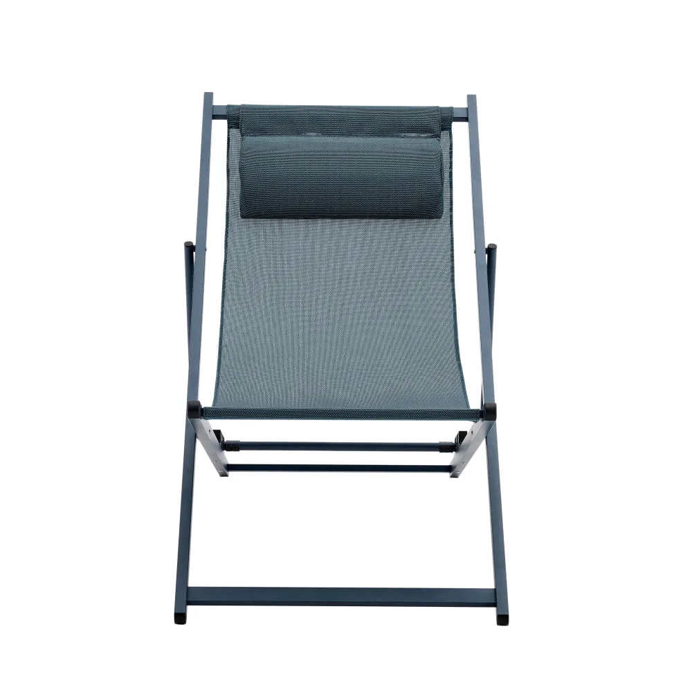 Duka Outfoor Relaxing Lounge Accent Folding Steel Patio Beach Chair Blue