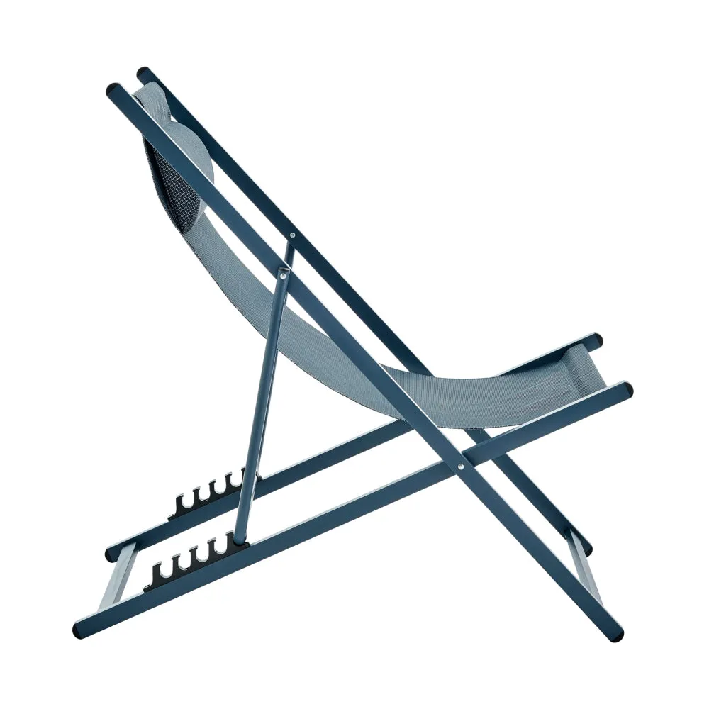 Duka Outfoor Relaxing Lounge Accent Folding Steel Patio Beach Chair Blue