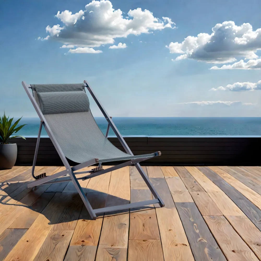 Duka Outfoor Relaxing Lounge Accent Folding Steel Patio Beach Chair Blue
