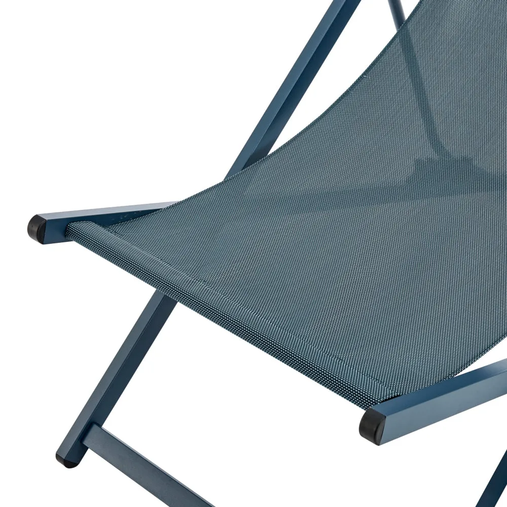 Duka Outfoor Relaxing Lounge Accent Folding Steel Patio Beach Chair Blue