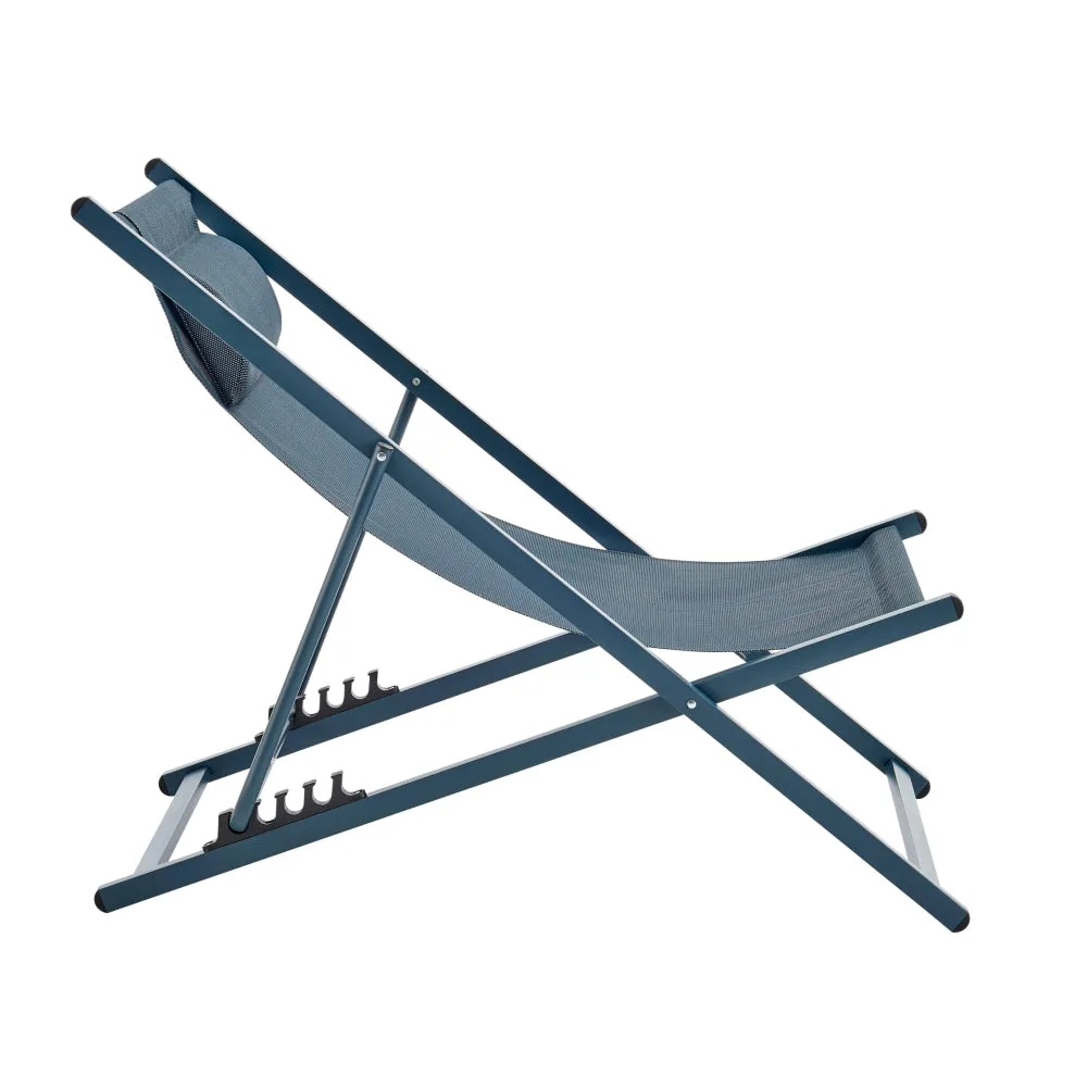 Duka Outfoor Relaxing Lounge Accent Folding Steel Patio Beach Chair Blue