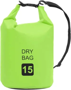 Durable Waterproof Dry Bag for Outdoor Adventures, 4 Gallon Capacity, Adjustable Shoulder Straps, Green and Black