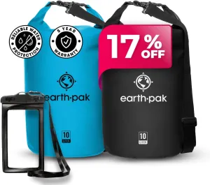 Earth Pak Waterproof Dry Bag - Roll Top Waterproof Backpack Sack Keeps Gear Dry for Kayaking, Beach, Rafting, Boating, Hiking, Camping and Fishing with Waterproof Phone Case