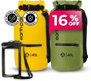 Earth Pak Waterproof Dry Bag with Zippered Pocket - Waterproof Dry Bag Backpack Keeps Gear Dry for Boating, Camping, Fishing, Beach Drybag, Kayak Accessories - Dry Bags Waterproof with Phone Case
