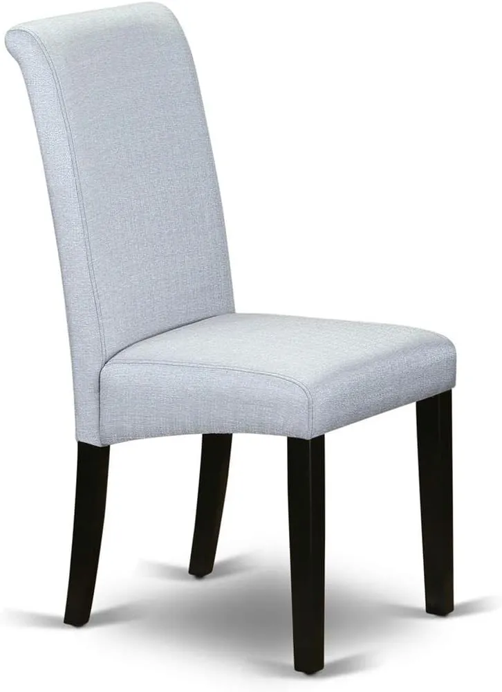East West Furniture BAP1T05 Barry Parsons Dining Chairs - Grey Linen Fabric Padded Chairs, Set of 2, Black