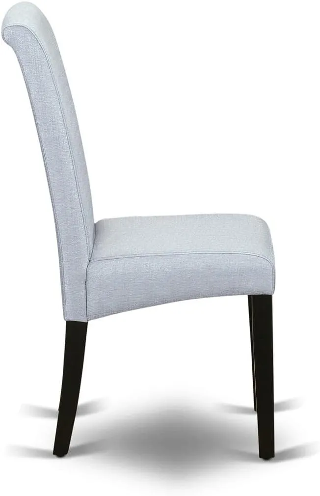 East West Furniture BAP1T05 Barry Parsons Dining Chairs - Grey Linen Fabric Padded Chairs, Set of 2, Black