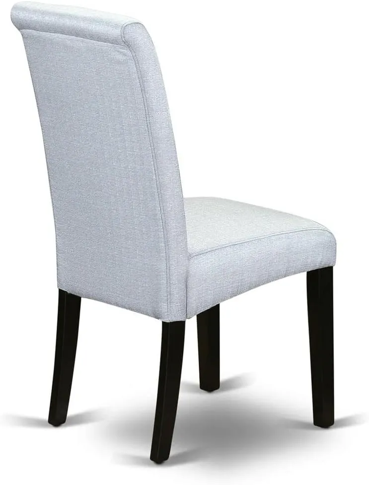 East West Furniture BAP1T05 Barry Parsons Dining Chairs - Grey Linen Fabric Padded Chairs, Set of 2, Black