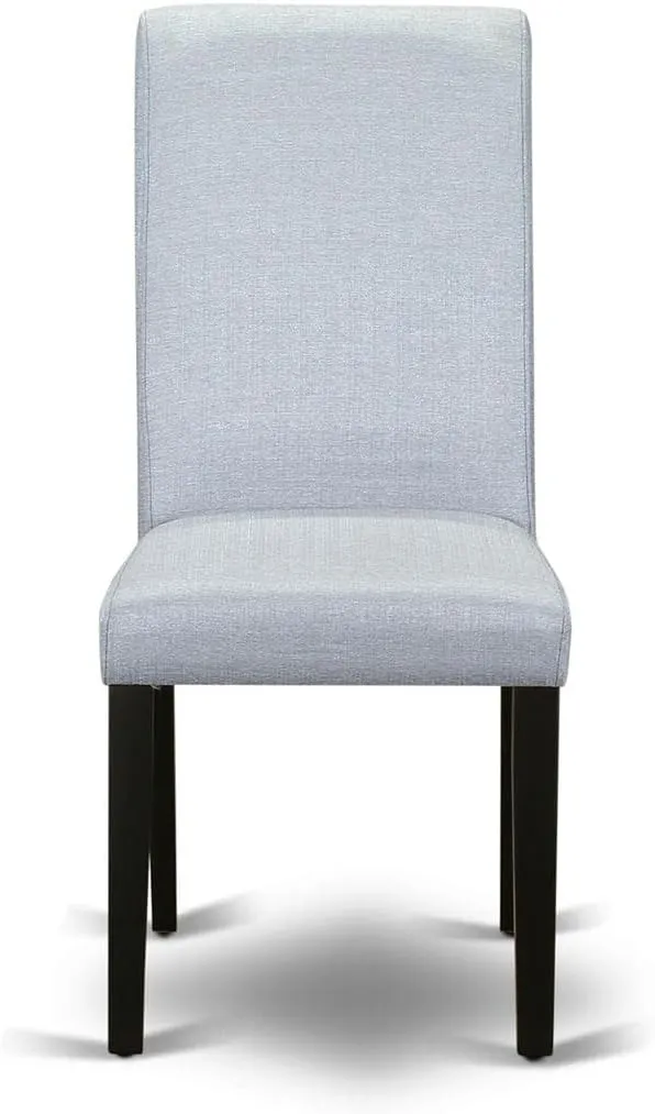 East West Furniture BAP1T05 Barry Parsons Dining Chairs - Grey Linen Fabric Padded Chairs, Set of 2, Black