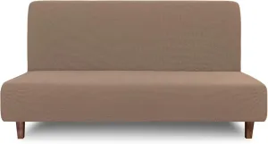 Easy-Going 100% Waterproof Futon Cover, Dual Waterproof Couch Cover, Stretch Jacquard Armless Sofa Cover, Leakproof Furniture Protector for Kids, Pets, Dog and Cat (Camel)