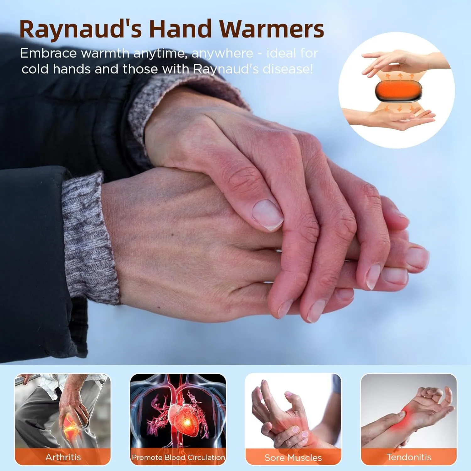 EasyAcc Hand Warmers Rechargeable 2 Pack, 10000mAh Magnetic Hand Warmers, 18Hrs Long Heating, with Camping Hook, Portable Power Bank, Pocket Size, Gifts for Christmas, Camping